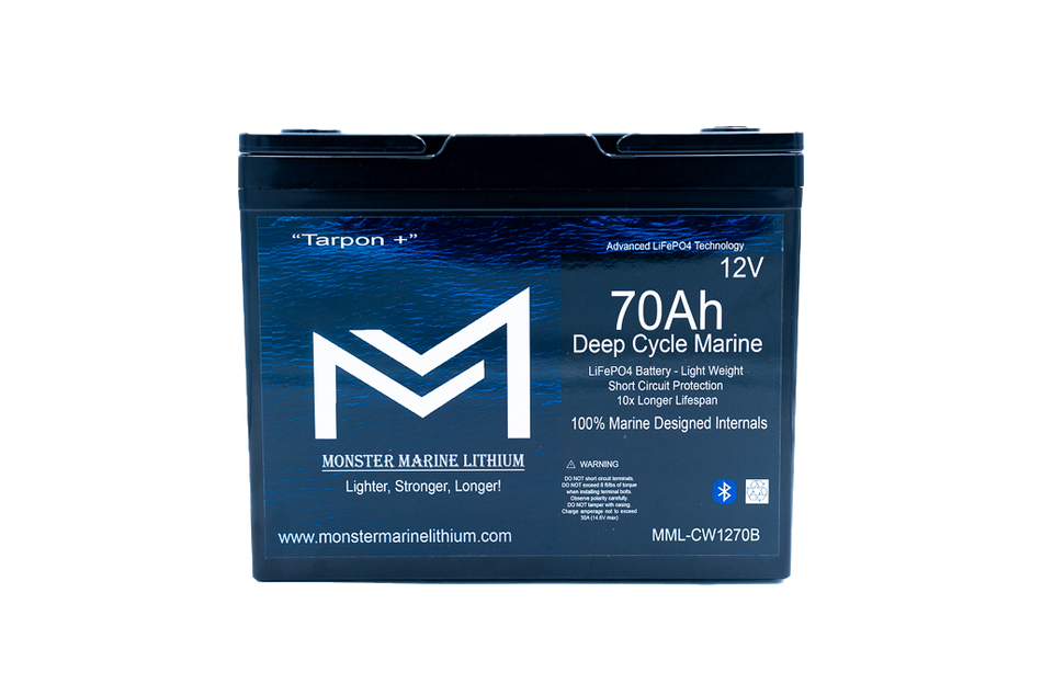 12v 70Ah Deep Cycle Lithium Marine Battery "Tarpon" Bluetooth