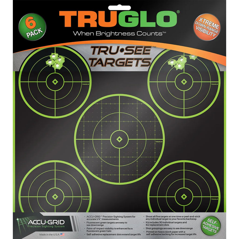 TruGlo TruSee Splatter 5-Bullseye Target (Green 12x12 6 pk.)