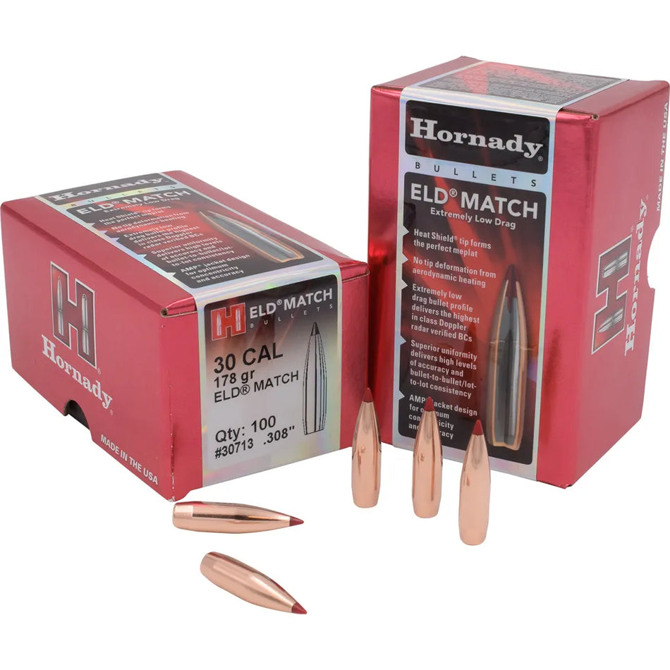 Hornady ELD Match Bullets (30 Cal. .308 178 gr. ELD Match 100 Box)