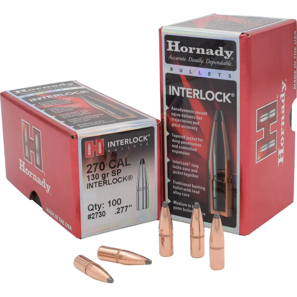 Hornady Traditional Rifle Bullets (270 Cal. .277 130 gr. SP Interlock 100 Box)