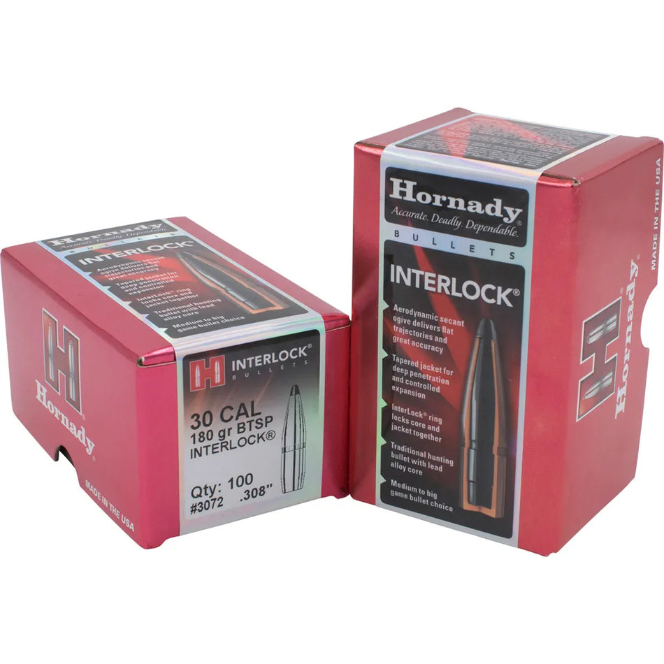 Hornady Traditional Rifle Bullets (30 Cal. .308 180 gr. BTSP Interlock 100 Box)