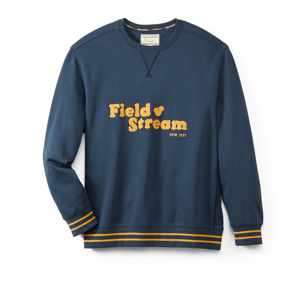 French Terry Applique Crew Navy Blue