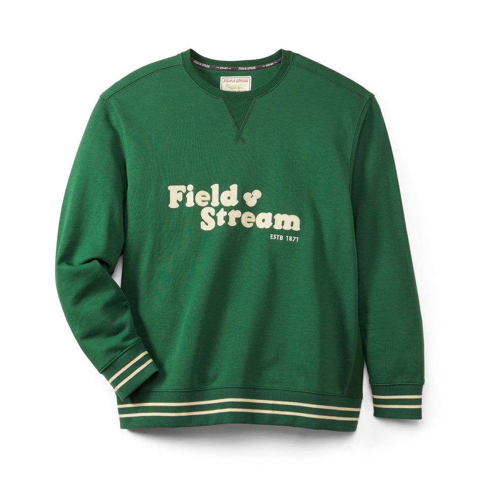 French Terry Applique Crew Field Green