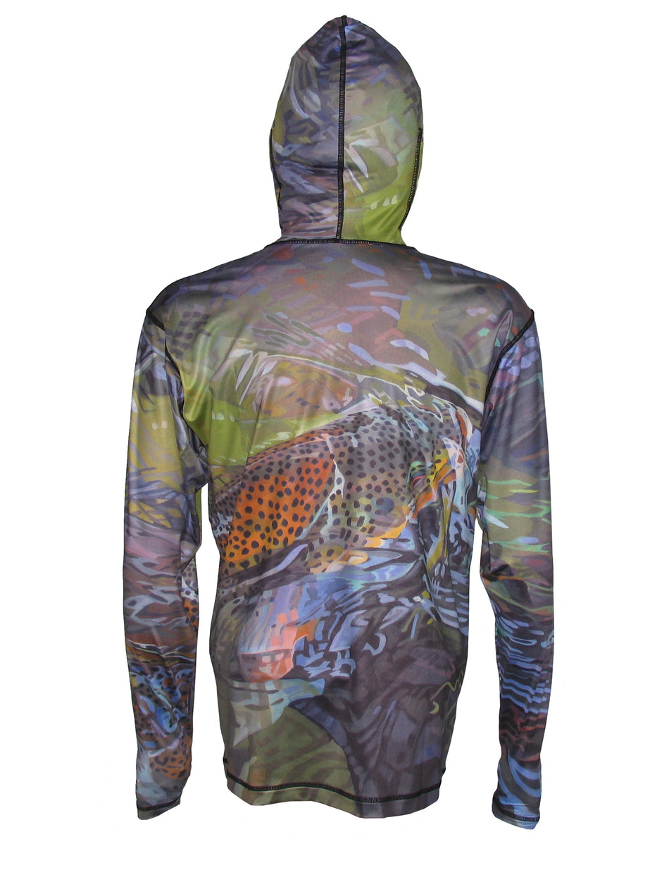 Green Brown Graphic Fishing Hoodie