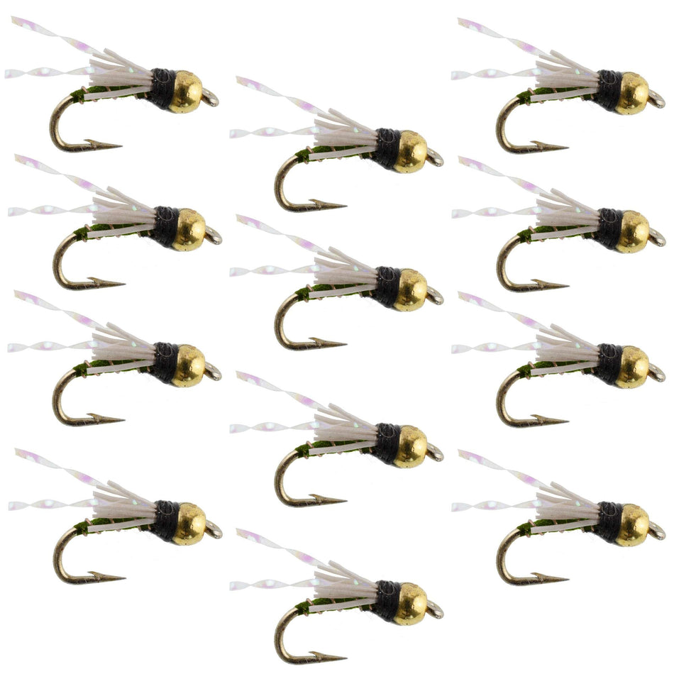 Beadhead Olive 3 Dollar Dip Serendipity Wet Fly Fishing Flies - 1 Dozen Flies Hook Size 16