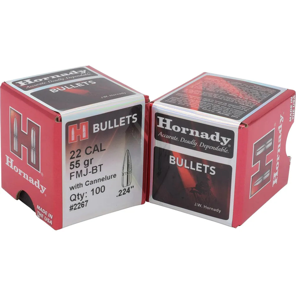 Hornady FMJ BT Bullets (22 cal. .244 in. 55 gr. 100 pk.)