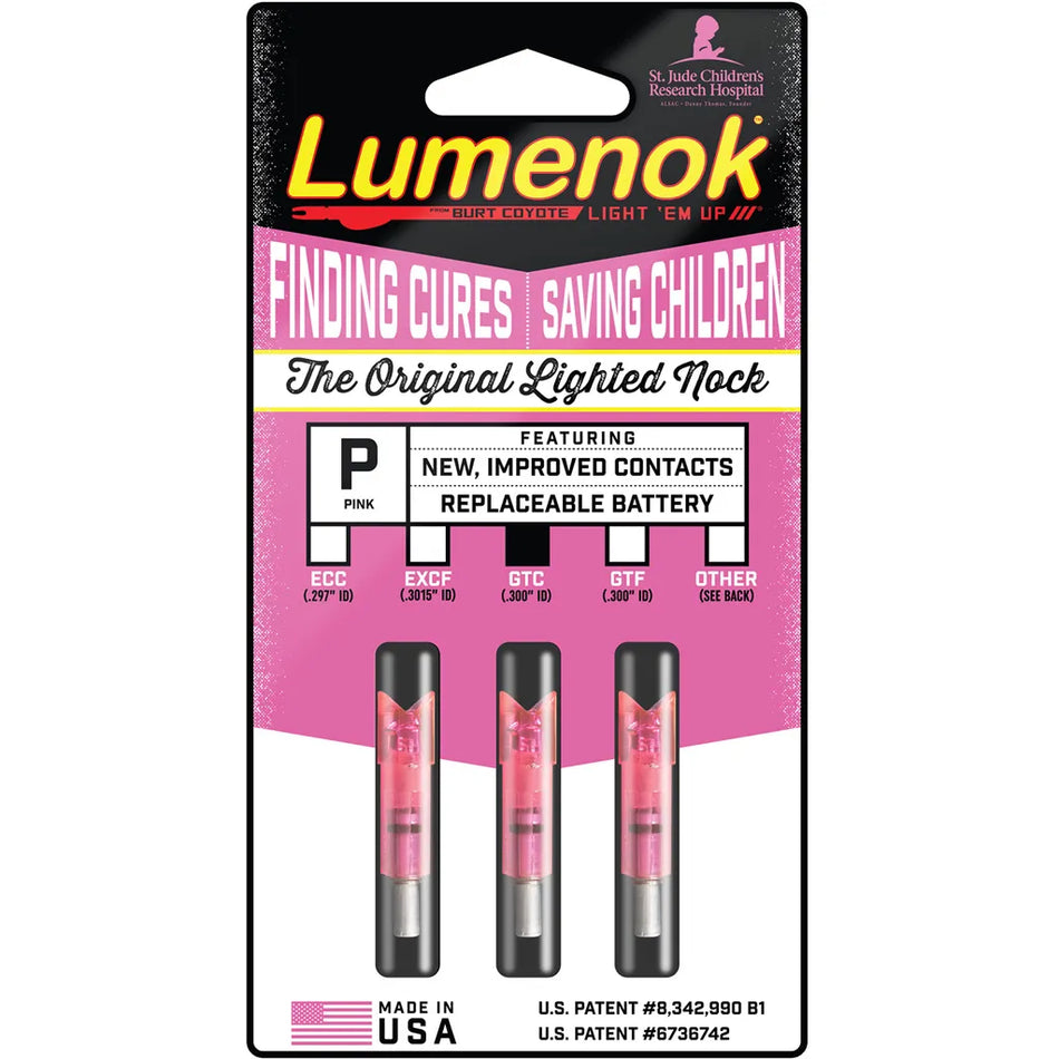 Lumenok Crossbow Nocks (Pink Moon Gold Tip 3 pk.)