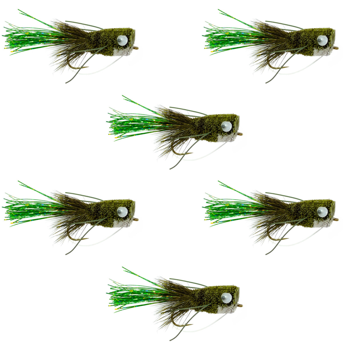 Flashtail Bass Popper 6 Flies Size 8 Flashtail Bass Popper 6 Flies Size 8