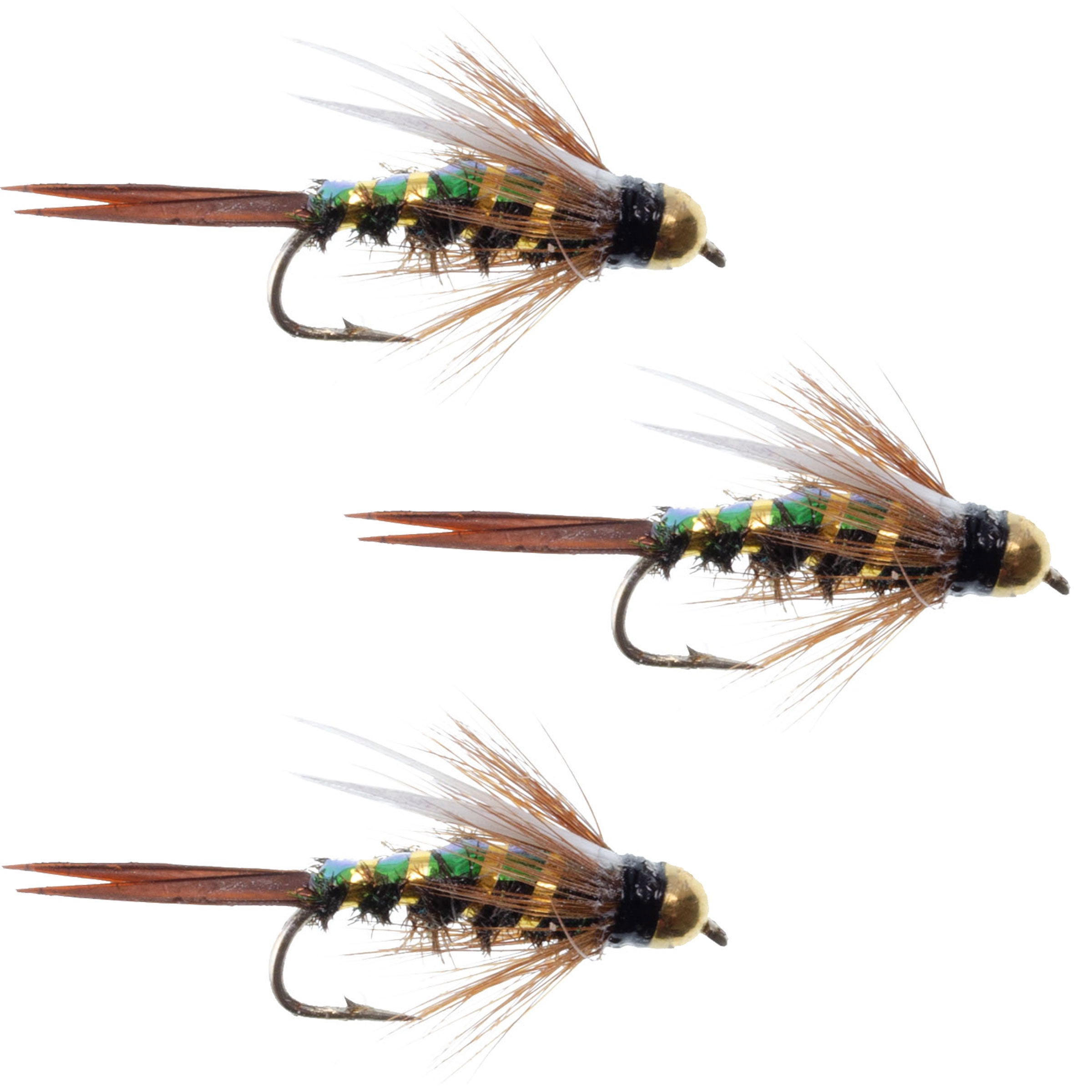 3 Pack Flash Back Bead Head Prince Nymph Fly Fishing Flies - Hook Size ...
