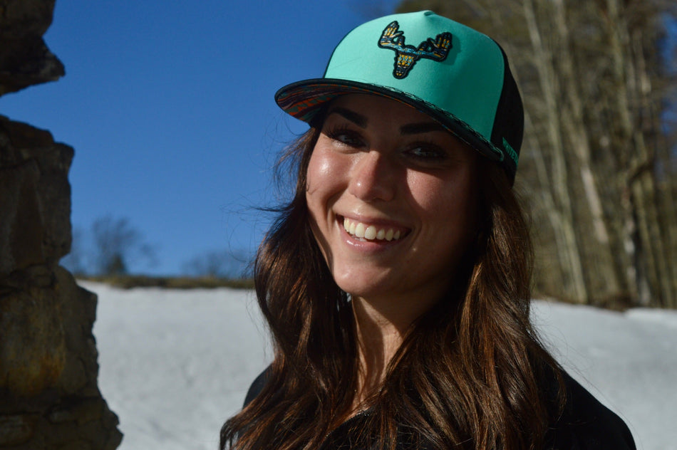 Whitetail Co. Western Buck Skull Teal Low/Mid Profile Trucker