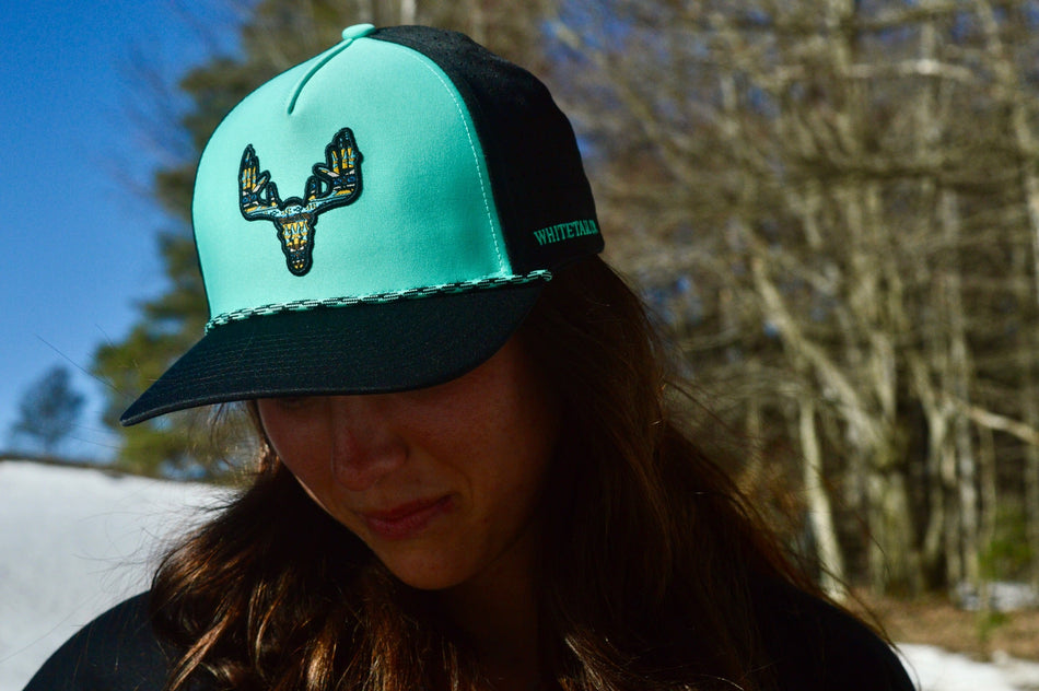 Whitetail Co. Western Buck Skull Teal Low/Mid Profile Trucker