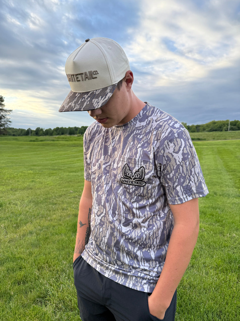 New !!! Whitetail Co. Old Tree Bark Camo Faded Pocket Tee