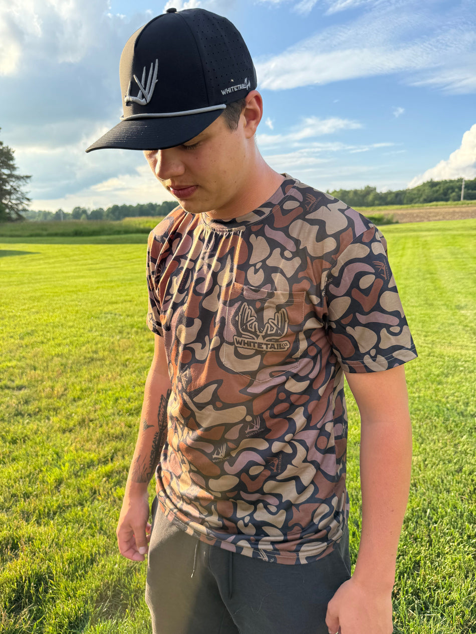 New !!! Whitetail Co. Old Dark Duck Camo Faded Pocket Tee