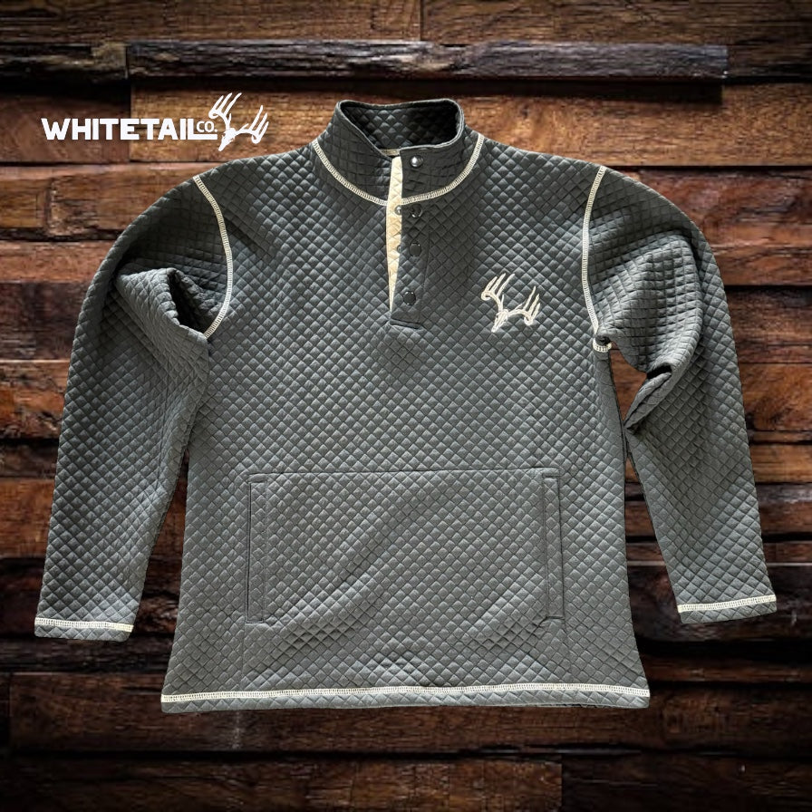 New Whitetail Co. Rut Line Waffle 1/4 Button Sweatshirt