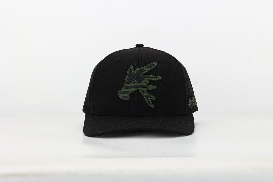 American Antler BLACK stars and bars performance snapback