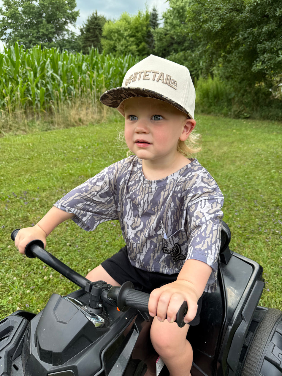 New !!! Whitetail Co. Youth Old Tree Bark Camo Faded Pocket Tee