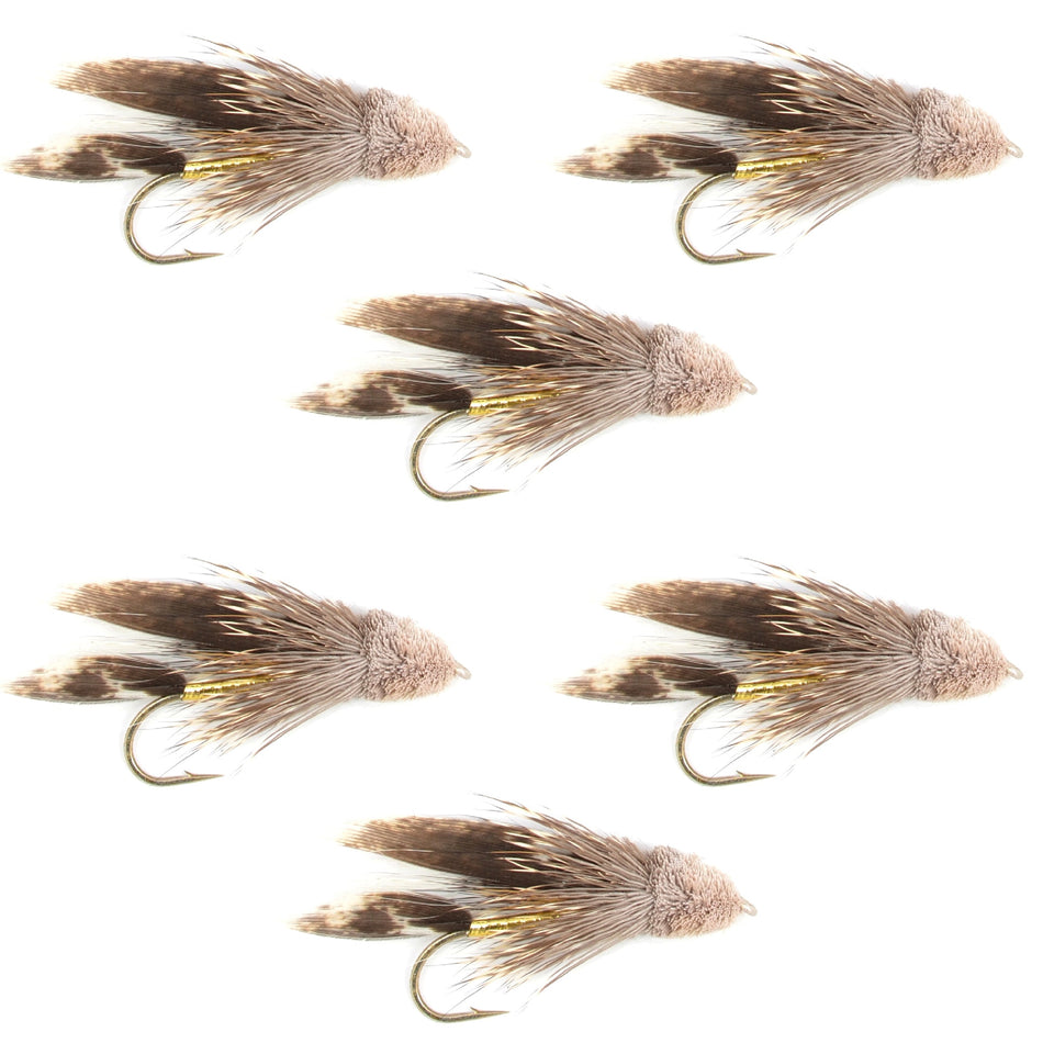 Muddler Minnow Fly Fishing Flies - Classic Bass and Trout Streamers - Set of 6 Flies Hook Size 8