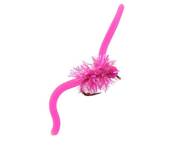 Tungsten Bead Head Squirmy Worm 2.0, Size 12 | Pink | Qty. 6 | Wild Water Fly Fishing