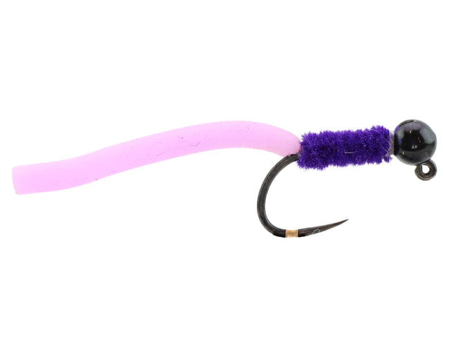 Tungsten Bead Head Squirmy Worm, Size 12 | Purple | Qty. 6 | Wild Water Fly Fishing