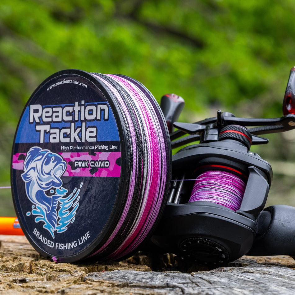 Reaction Tackle Braided Fishing Line - Pink Camo - NEW