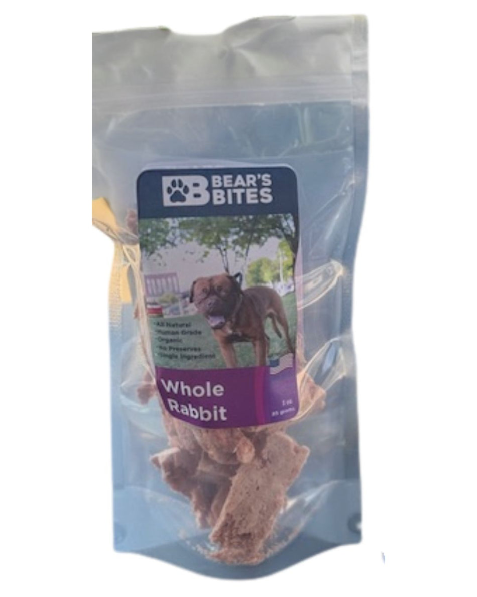 Single ingredient, All natural, Freeze dried Rabbit dog treats