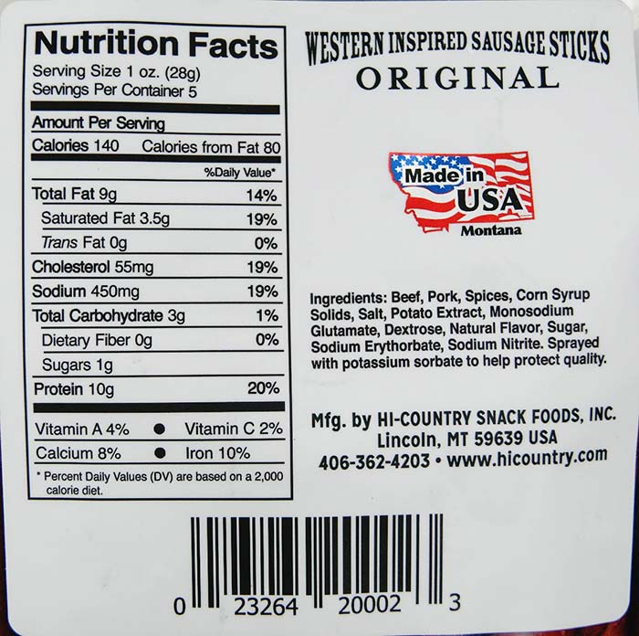 Western Style Meat -Sausage Sticks - Original Flavor