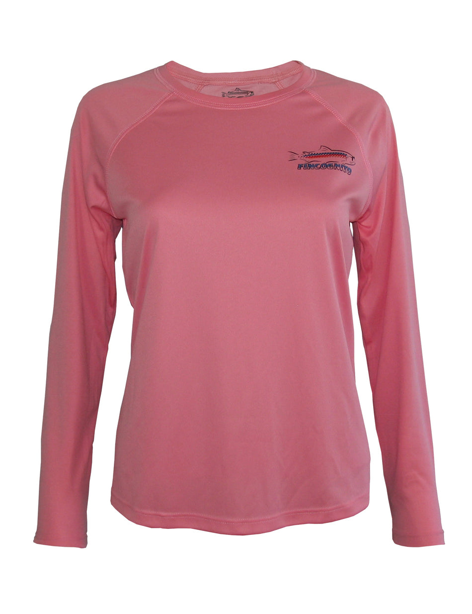 Women's Sun Protective Fishing Shirt Pretty Pink/Rainbow Reflections