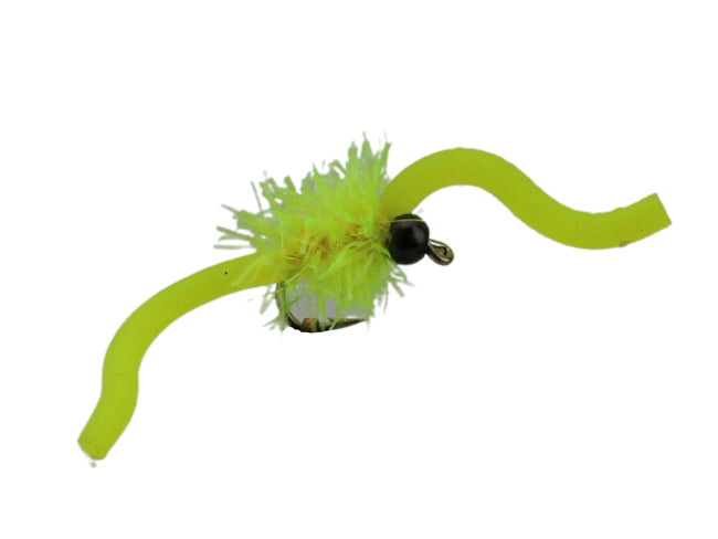 Tungsten Bead Head Squirmy Worm 2.0, Size 12 | Yellow | Qty. 6 | Wild Water Fly Fishing