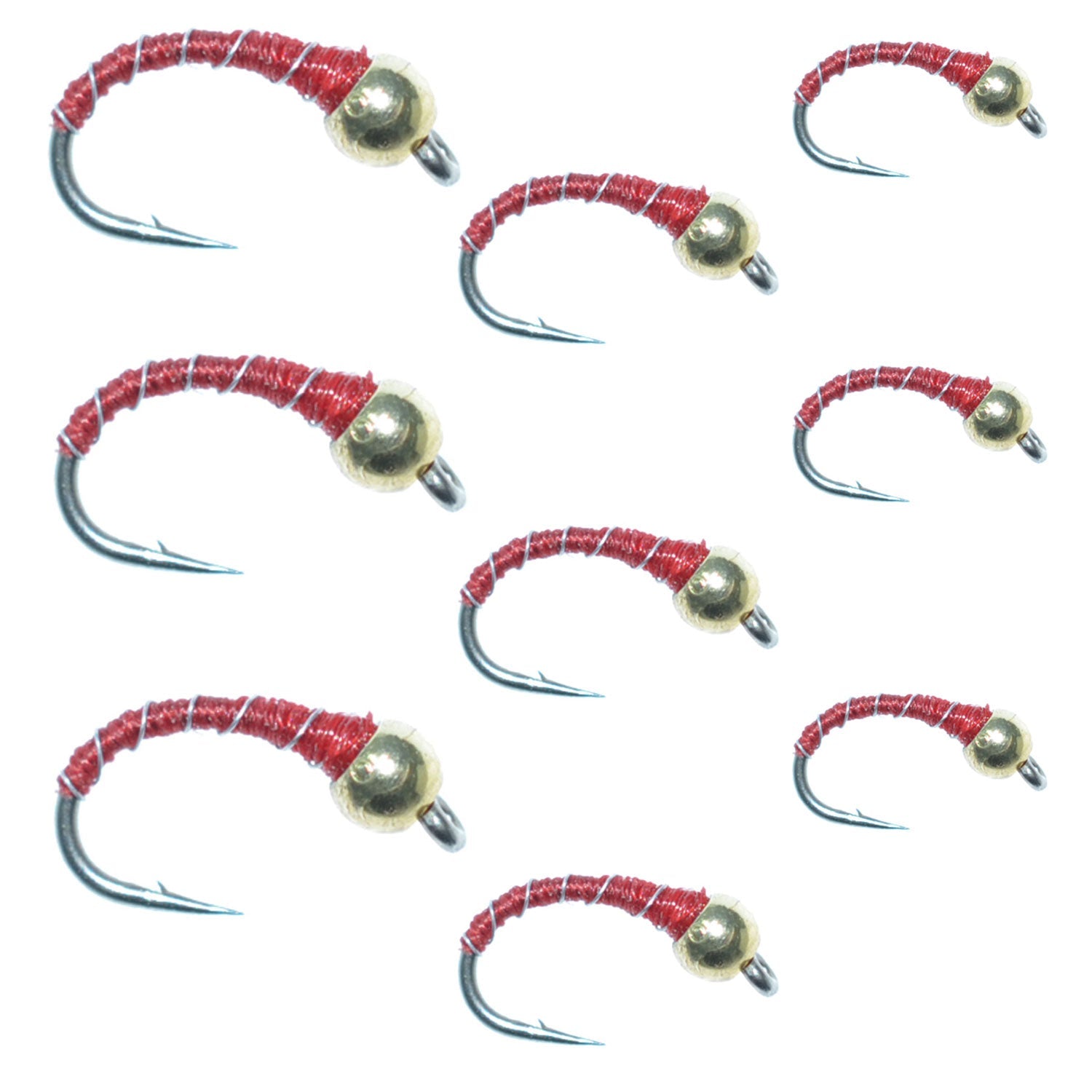 Red Zebra Midge Assortment 3 Each of 3 Sizes 14, 16, 18 - Tailwater Fl ...
