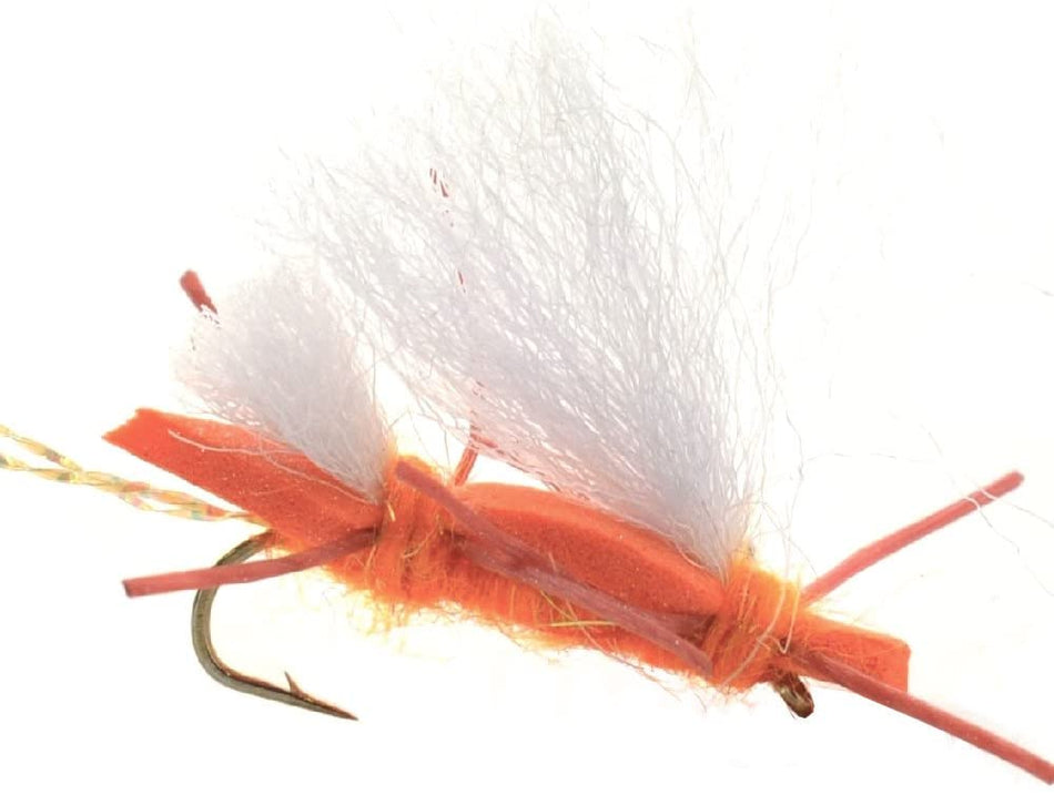 Chubby Chernobyl Ant Orange Foam Body Grasshopper Fly - 6 Flies Hook Size 10