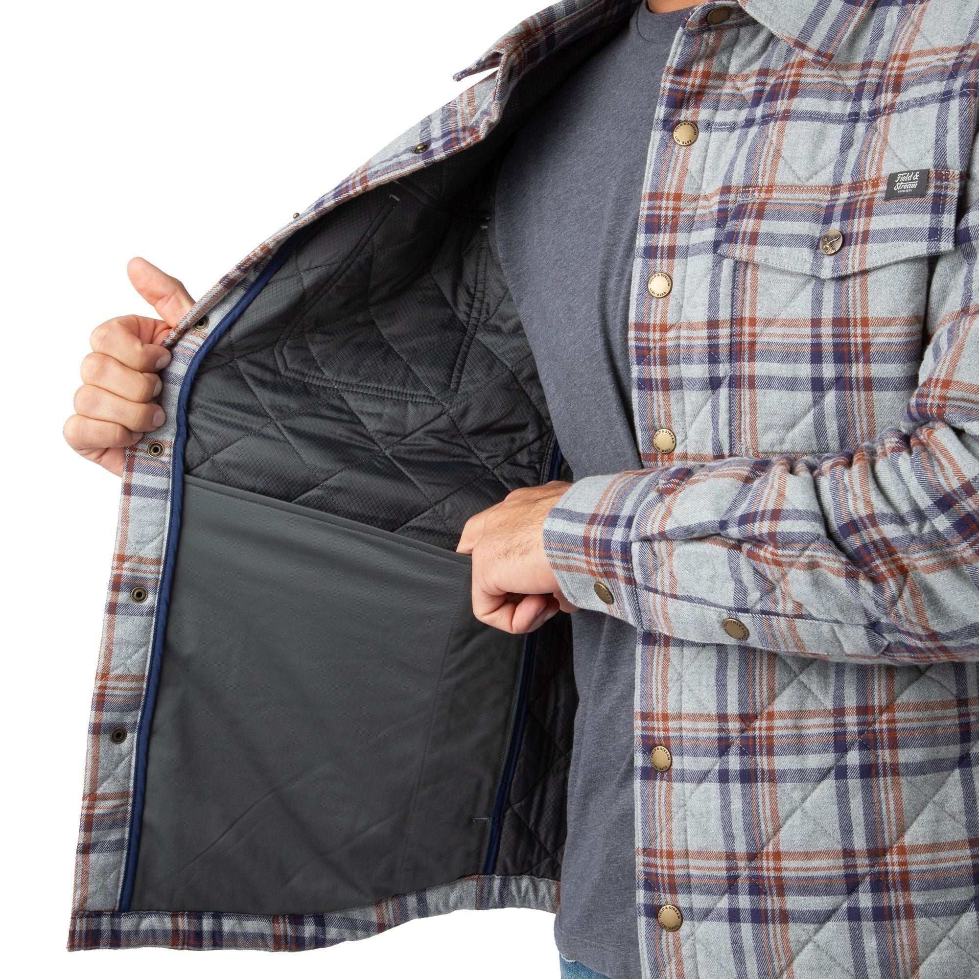 Grey Duck Plaid - Men's Tinkhamtown Quilted Shirt Jacket - Inside 1