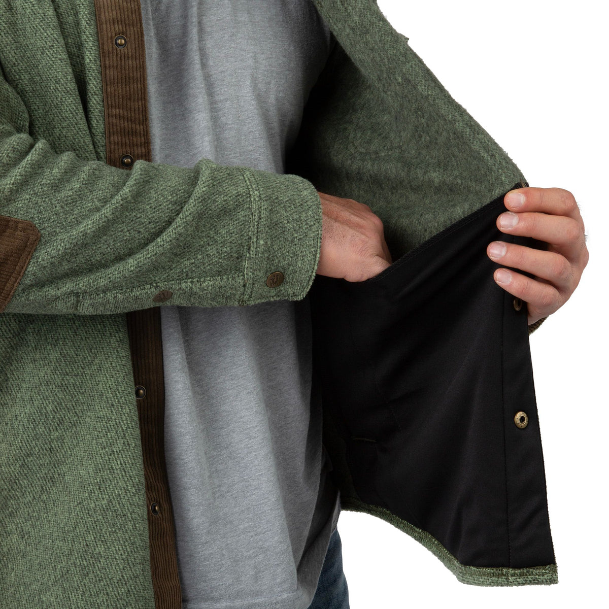 Olive - Men's Hail Call Fleece Shirt Jacket - Inside