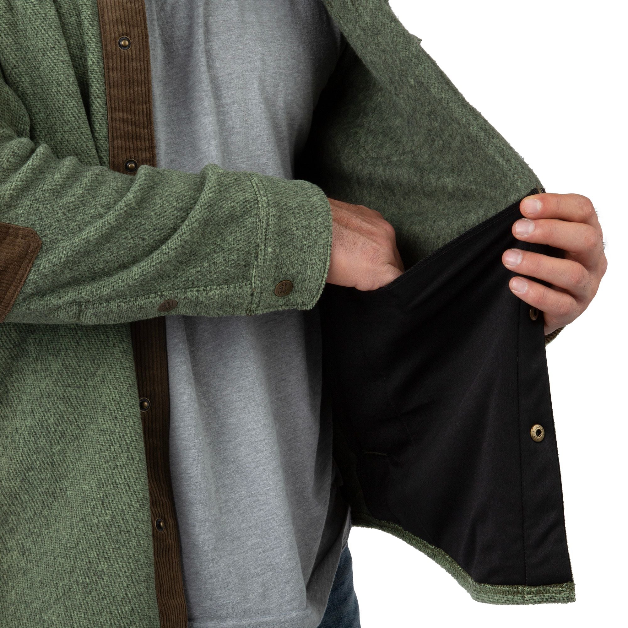 Olive - Men's Hail Call Fleece Shirt Jacket - Inside