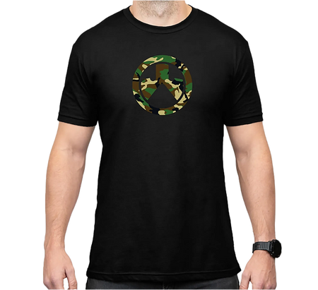 Woodland Camo Cotton/Polyester Short Sleeve T-Shirt - Black