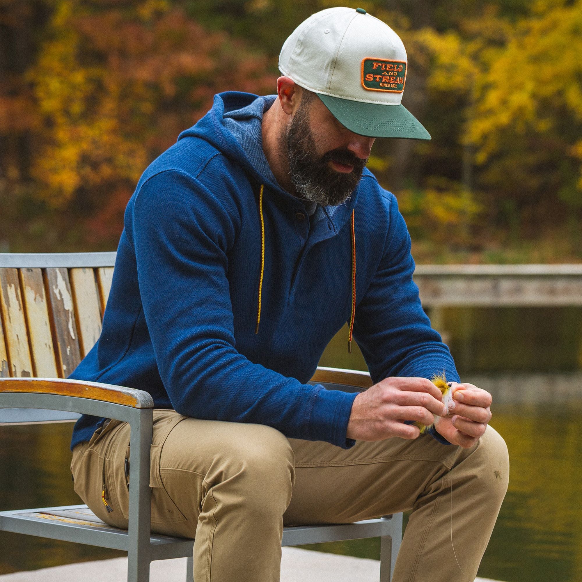 Navy Blue - Men's Double Reed Thermal Hoodie - Lifestyle1