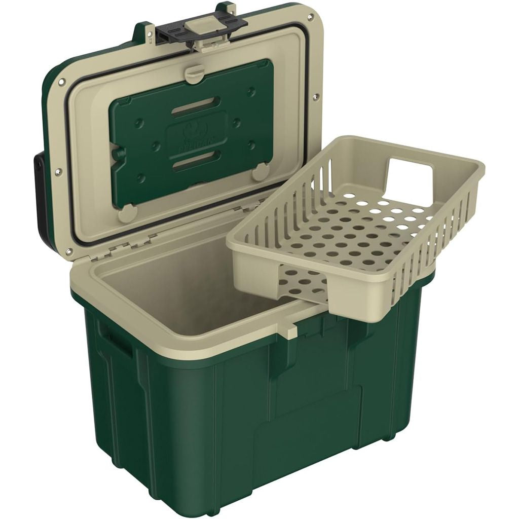 IM 14Qt Personal Cooler - Hunter Green/Tan - Open