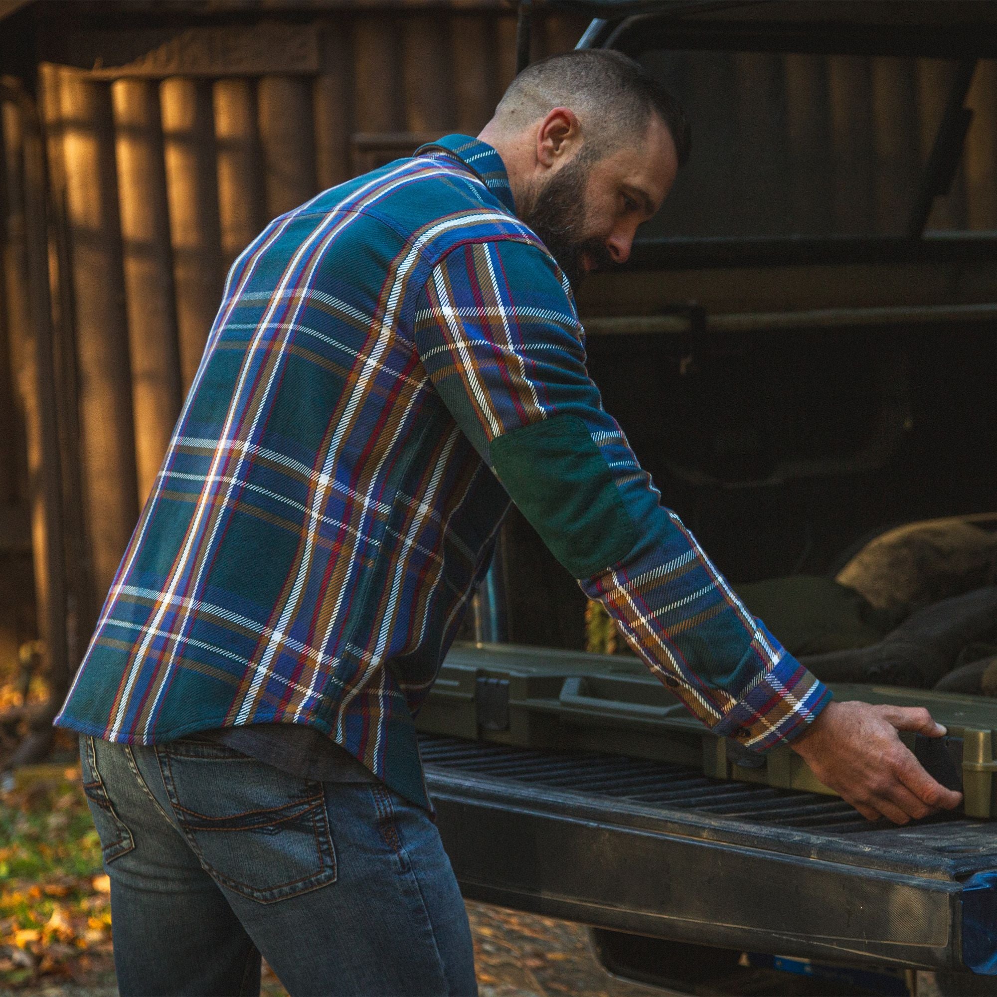 Northern Pine Plaid - Men's Hardwood Heavyweight Flannel Shirt - Lifestyle2