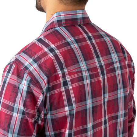 Rodeo Plaid - Men's Covey Back Long Sleeve Casual Shirt - Shoulder