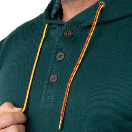 Pine - Men's Double Reed Thermal Hoodie - Close