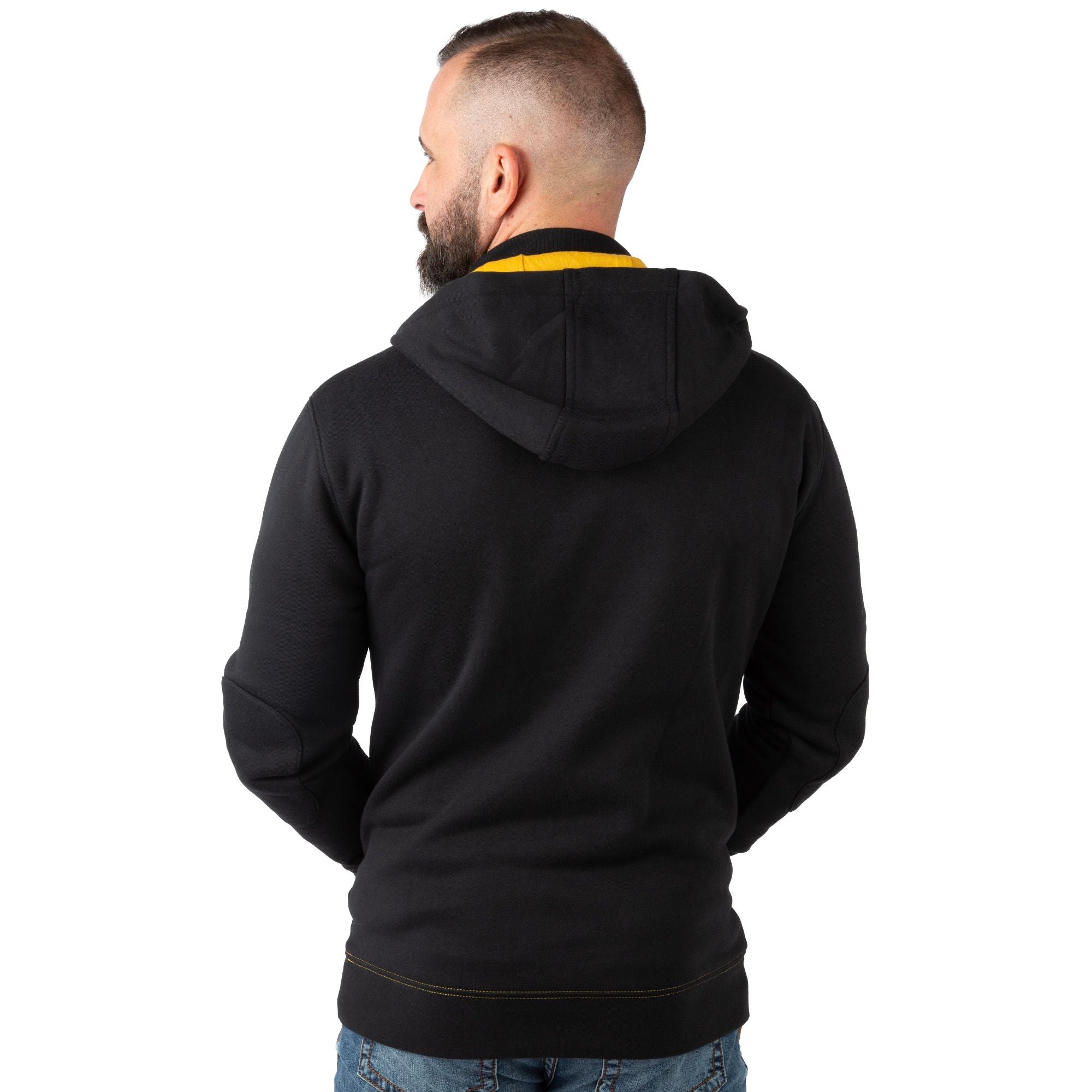Black - Men's Shoveler Ring Neck 1/4 Zip Hoodie - Back