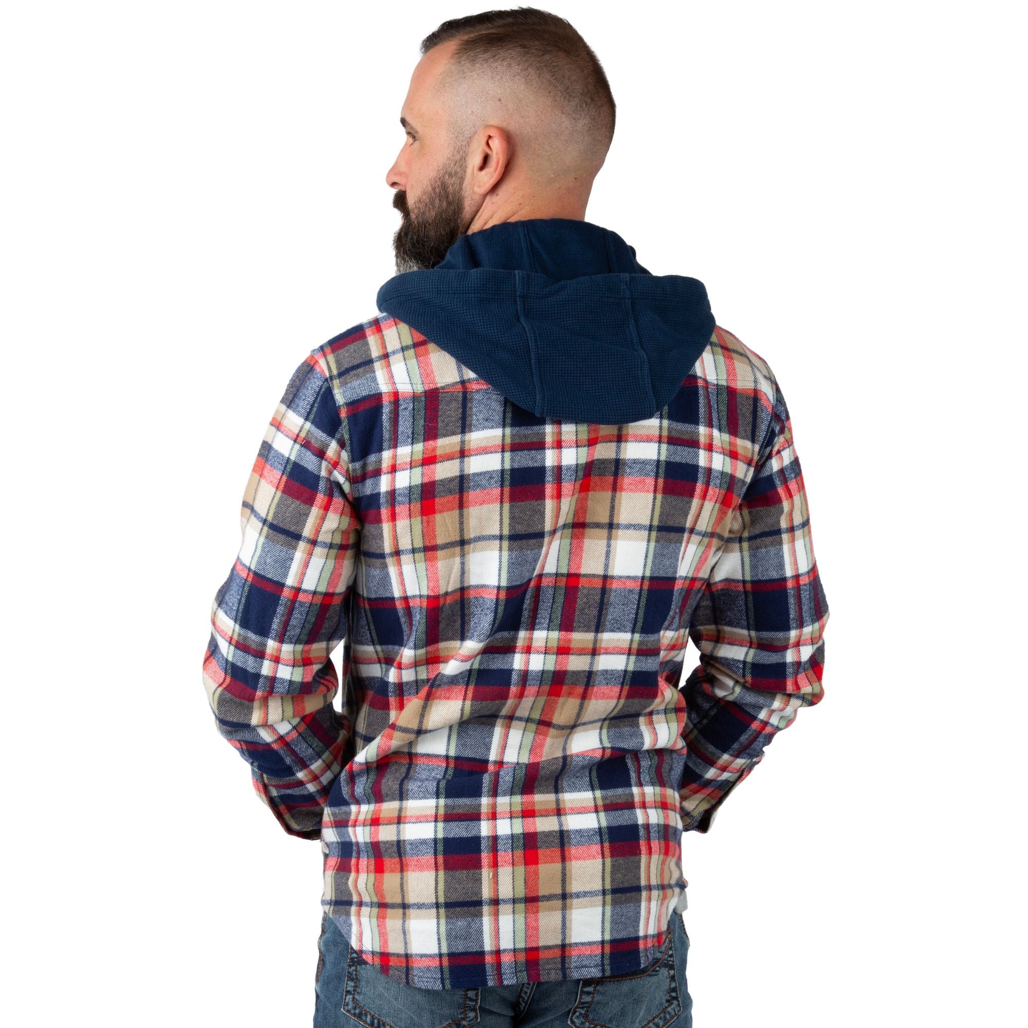 Universal Plaid - Men's Widgeon Waffle Hooded Flannel Shirt Jacket - Back