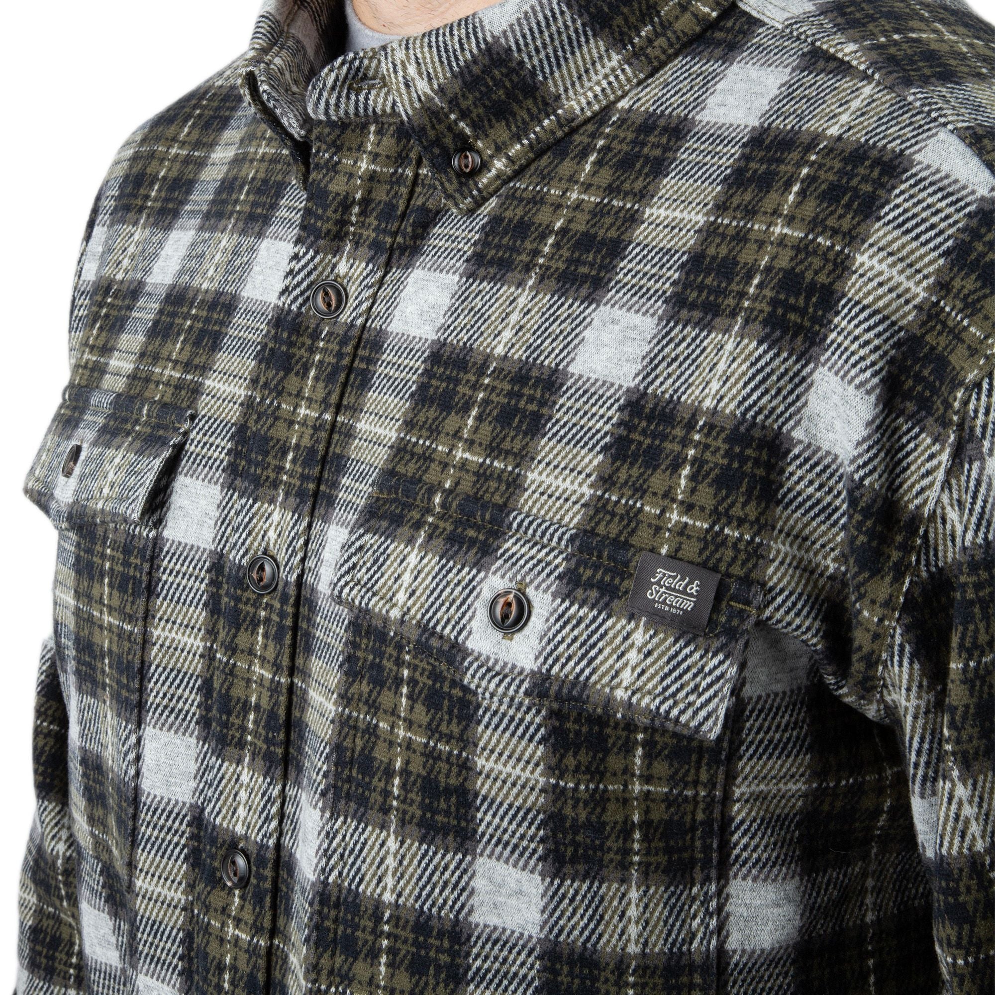 Mash Plaid - Field & Stream Men's Bushveldt Plaid Knit Shirt - Pocket