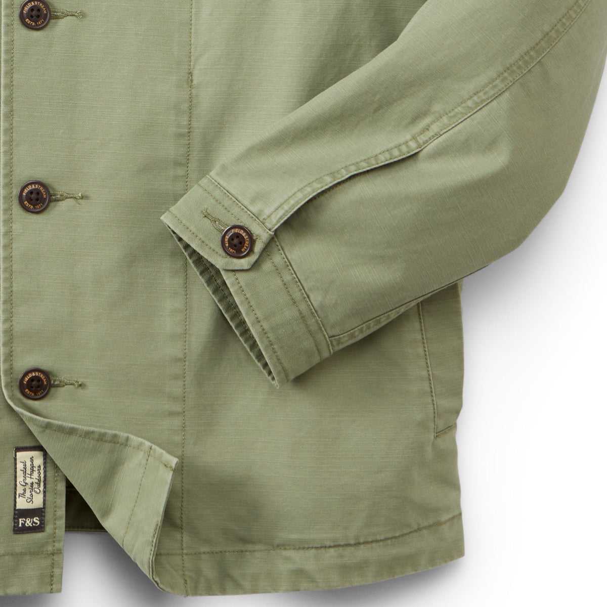 Olive - Men's Epoch Lightweight Twill Shirt Jacket - Front Sleeve