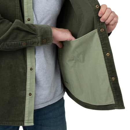 Army - Men's Tungsten Corduroy Shirt Jacket - Inside Pocket