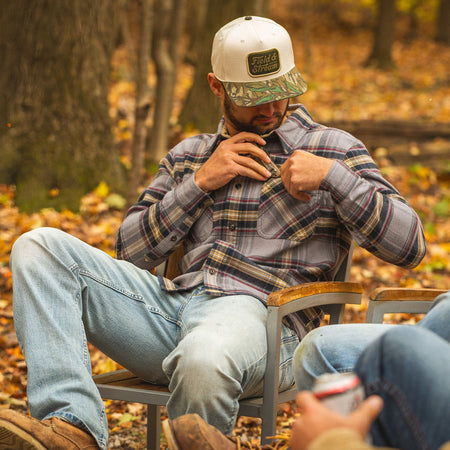 Gray Line Plaid - Men's Bismuth Acrylic Plaid Flannel Shirt - Lifestyle1