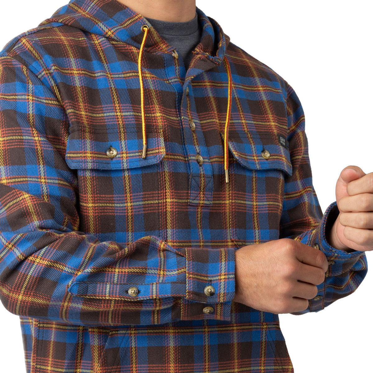 Uncle Robert's Plaid - Men's Raghorn Flannel Hoodie- Sleeve