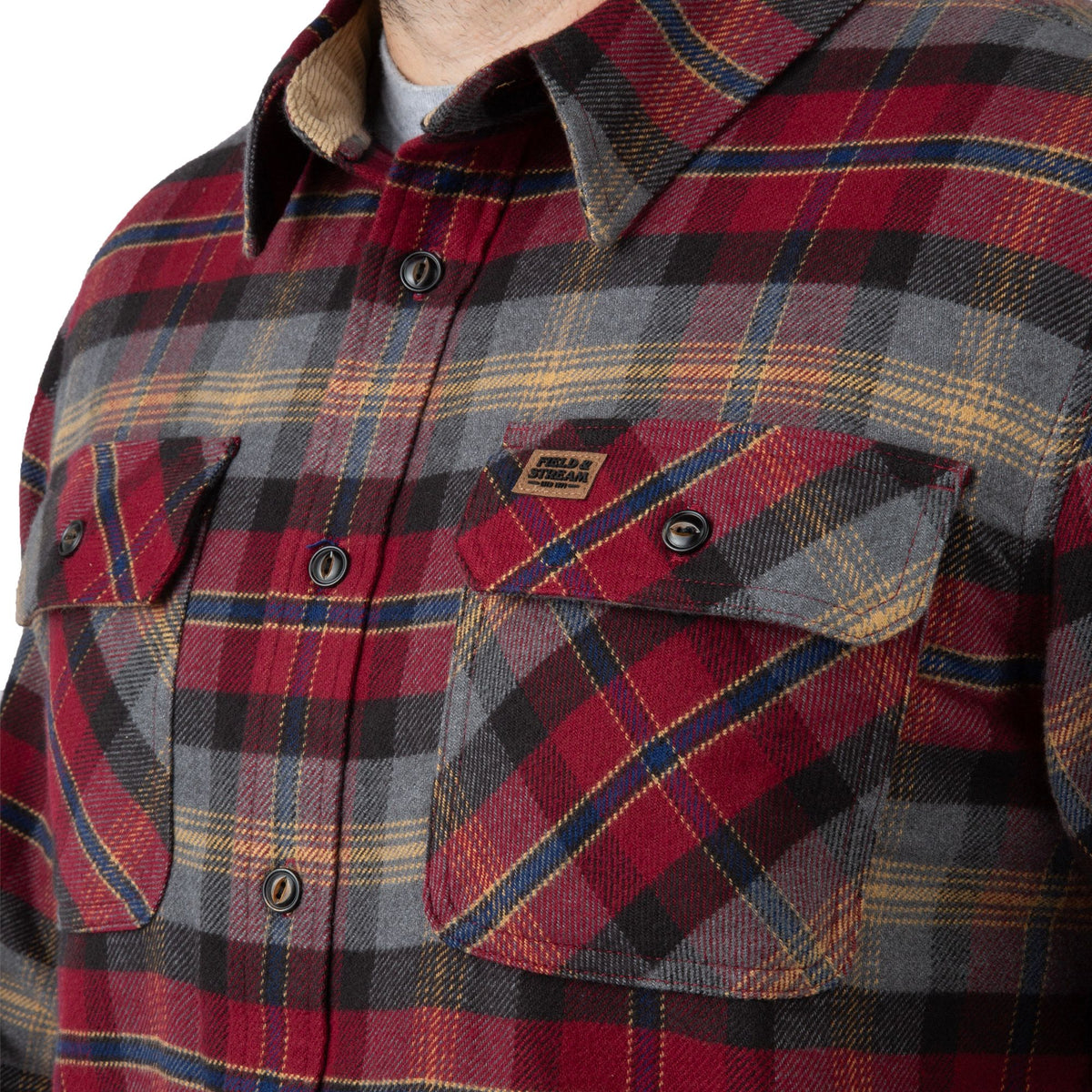 Cranberry Plaid - Men's Bismuth Acrylic Plaid Flannel Shirt - Pocket