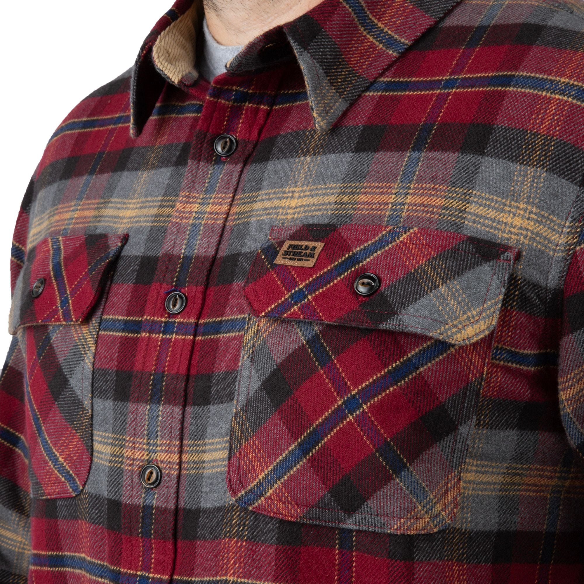 Cranberry Plaid - Men's Bismuth Acrylic Plaid Flannel Shirt - Pocket