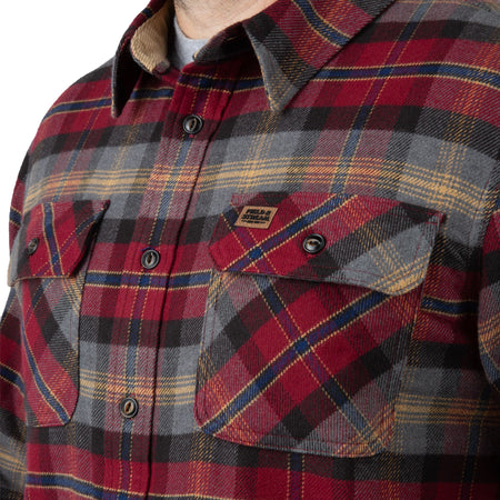 Cranberry Plaid - Men's Bismuth Acrylic Plaid Flannel Shirt - Pocket