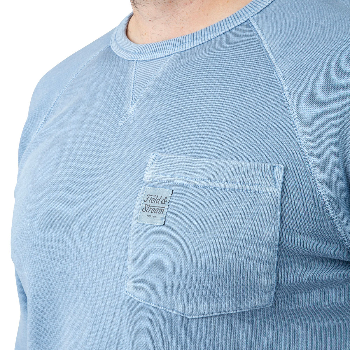 Light Blue - Men's Holloa French Terry Crew - Pocket